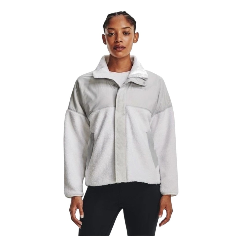 Under Armour Women's Mission Boucle Swacket Jacket Baby Blue‎ Full Zip 1X Loose